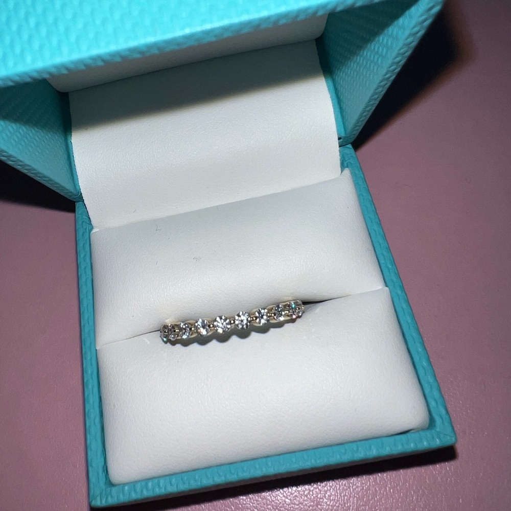 Moissanite Wedding / Anniversary Band Size 8. Yellow 10k gold